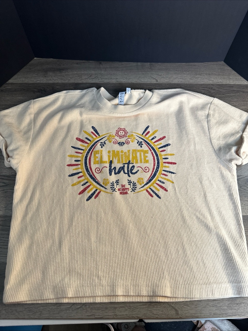 Eliminate Hate Graphic Short Sleeve Tee - Cream